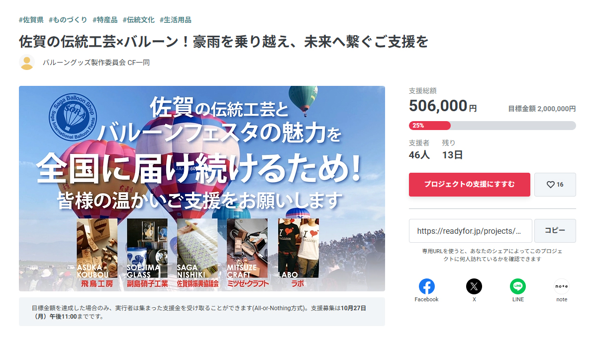 佐賀　バルーンフェスタ　グッズ オリジナル 販売 クラウドファンディング クラファン
